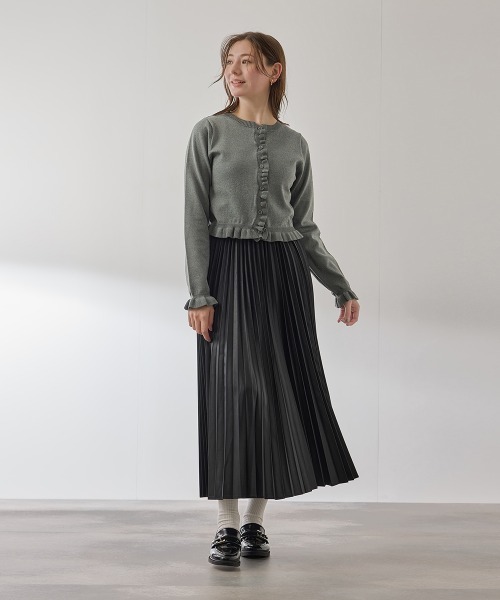 QUEENS COURT（クイーンズコート）の「スポンディッシュニットフリルカーディガン≪手洗い可能≫（カーディガン/ボレロ・レディース・ブラック/アイボリー/ダークグレー/ピンク/ブラウン・M）」の15枚目の写真