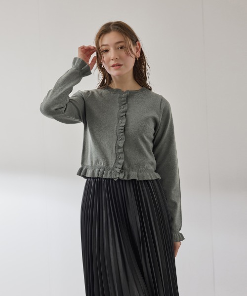 QUEENS COURT（クイーンズコート）の「スポンディッシュニットフリルカーディガン≪手洗い可能≫（カーディガン/ボレロ・レディース・ブラック/アイボリー/ダークグレー/ピンク/ブラウン・M）」の18枚目の写真