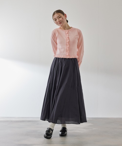 QUEENS COURT（クイーンズコート）の「スポンディッシュニットフリルカーディガン≪手洗い可能≫（カーディガン/ボレロ・レディース・ブラック/アイボリー/ダークグレー/ピンク/ブラウン・M）」の19枚目の写真