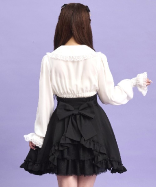 Secret Honey（シークレットハニー）の「ウエストシャーリングブラウス（シャツ/ブラウス・レディース・ブラック/オフホワイト・MEDIUM）」の5枚目の写真