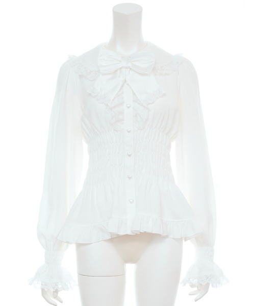 Secret Honey（シークレットハニー）の「ウエストシャーリングブラウス（シャツ/ブラウス・レディース・ブラック/オフホワイト・MEDIUM）」の9枚目の写真