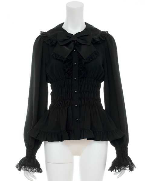 Secret Honey（シークレットハニー）の「ウエストシャーリングブラウス（シャツ/ブラウス・レディース・ブラック/オフホワイト・MEDIUM）」の10枚目の写真