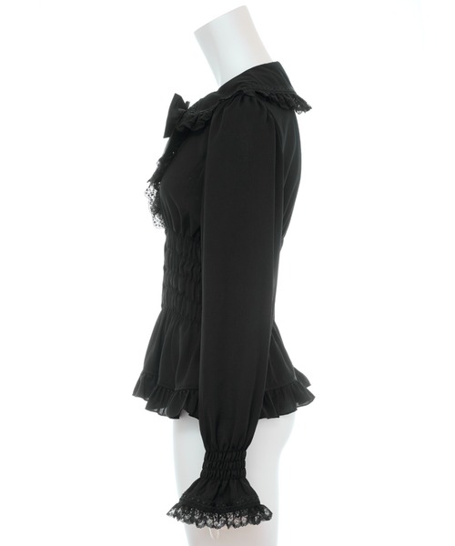 Secret Honey（シークレットハニー）の「ウエストシャーリングブラウス（シャツ/ブラウス・レディース・ブラック/オフホワイト・MEDIUM）」の11枚目の写真