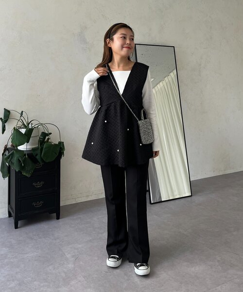 prose verse（プロズヴェール）の「【MOMO】スクエアネックロンT（Tシャツ/カットソー・レディース・ピンク/オフホワイト/ブラック/アイボリー・LARGE/MEDIUM/X-LARGE）」の5枚目の写真