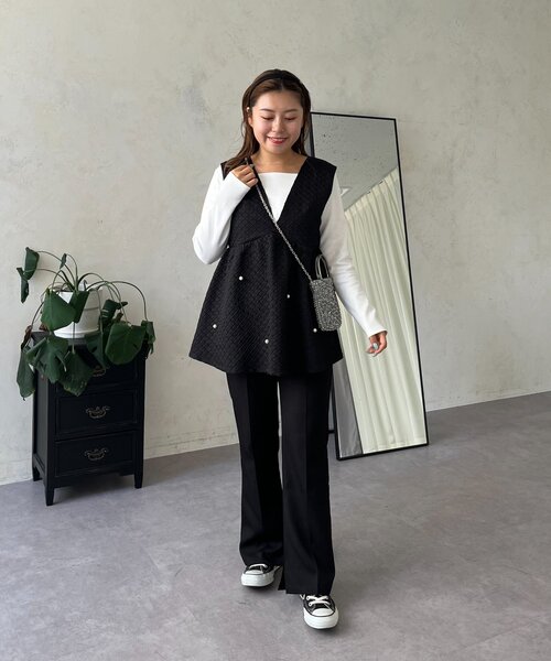 prose verse（プロズヴェール）の「【MOMO】スクエアネックロンT（Tシャツ/カットソー・レディース・ピンク/オフホワイト/ブラック/アイボリー・LARGE/MEDIUM/X-LARGE）」の6枚目の写真