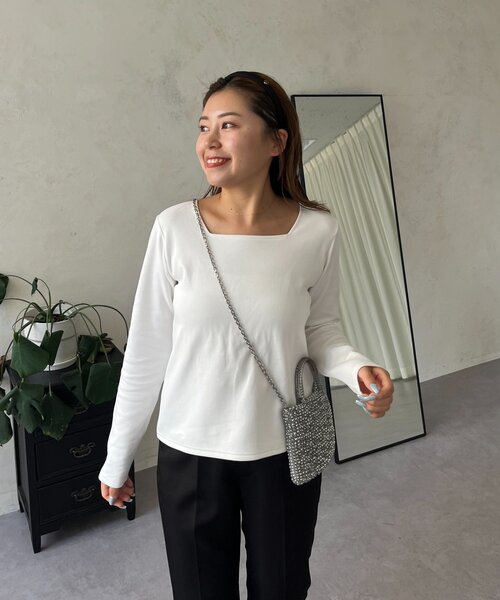 prose verse（プロズヴェール）の「【MOMO】スクエアネックロンT（Tシャツ/カットソー・レディース・ピンク/オフホワイト/ブラック/アイボリー・LARGE/MEDIUM/X-LARGE）」の7枚目の写真