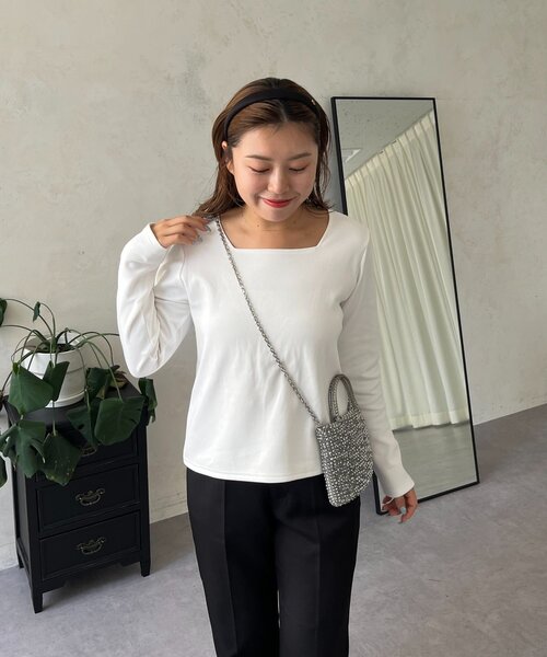 prose verse（プロズヴェール）の「【MOMO】スクエアネックロンT（Tシャツ/カットソー・レディース・ピンク/オフホワイト/ブラック/アイボリー・LARGE/MEDIUM/X-LARGE）」の8枚目の写真