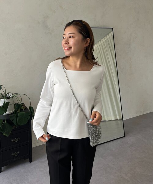 prose verse（プロズヴェール）の「【MOMO】スクエアネックロンT（Tシャツ/カットソー・レディース・ピンク/オフホワイト/ブラック/アイボリー・LARGE/MEDIUM/X-LARGE）」の9枚目の写真