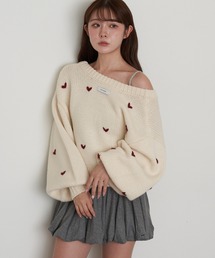 RAY CASSIN | ZIPルーズハート柄ショートカーディガン(カーディガン/ボレロ)