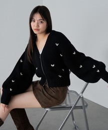 RAY CASSIN | ジップルーズハート柄ショートカーディガン(カーディガン/ボレロ)