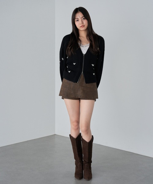 RAY CASSIN（レイカズン）の「ジップルーズハート柄ショートカーディガン（カーディガン/ボレロ・レディース・アイボリー/ブラック系その他2/グレー系その他2/レッド系その他2・FREE）」の16枚目の写真