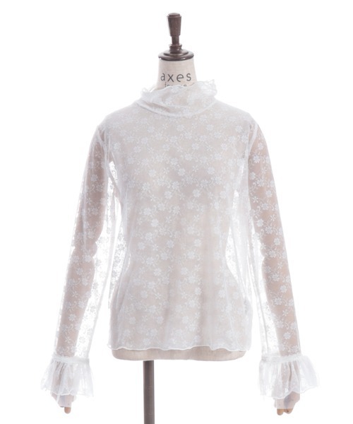 axes femme(アクシーズファム)の「花レースフレアシアーインナー(Tシャツ/カットソー・レディース・ブラック/ホワイト・FREE)」の18枚目の写真