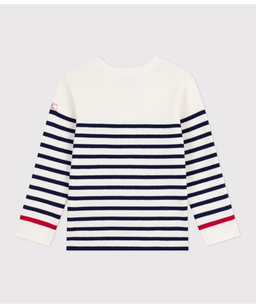 PETIT BATEAU(プチバトー)の「ニットプルオーバー(ニット/セーター・キッズ・ホワイト×ブルー・6YEAR/8YEAR/10YEAR/12YEAR)」の4枚目の写真