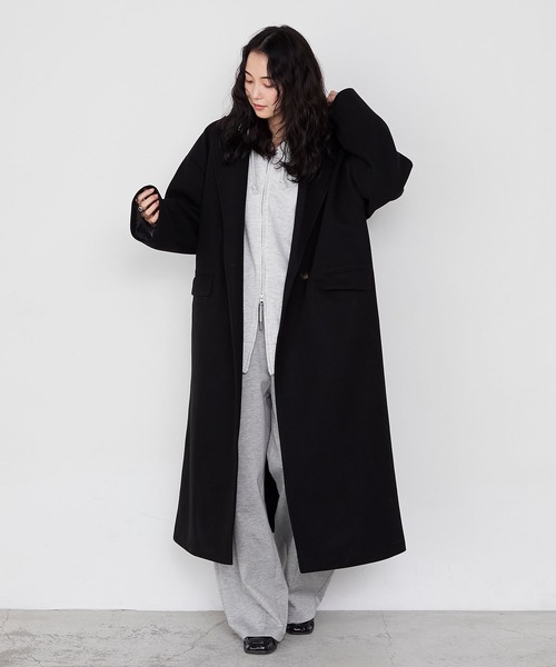 forksy.】ニットメルトンオーバーサイズロングチェスターコート forksy