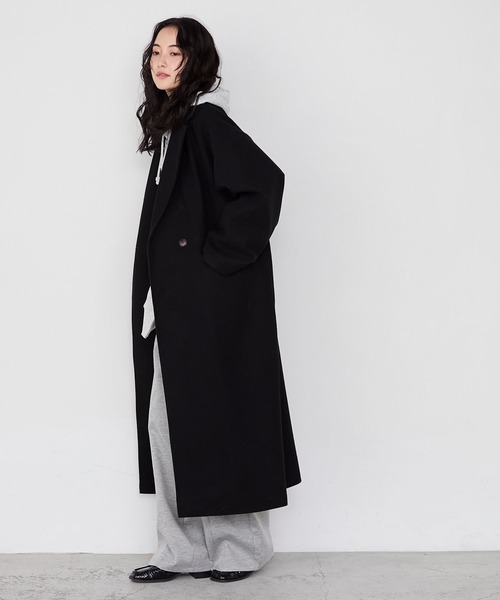forksy.】ニットメルトンオーバーサイズロングチェスターコート forksy