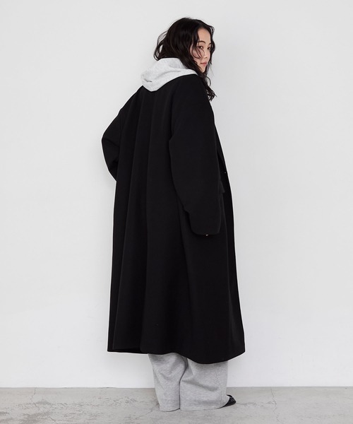 forksy.(フォルクシー)の「【forksy.】ニットメルトンオーバーサイズロングチェスターコート(チェスターコート・レディース・チャコールグレー/ブラック/オートミール・FREE)」の8枚目の写真