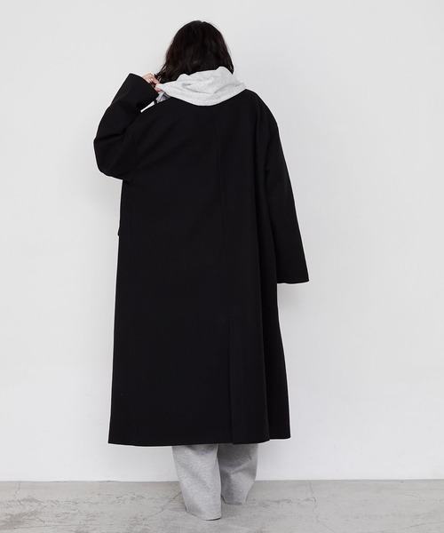 セール】【forksy.】ニットメルトンオーバーサイズロングチェスター