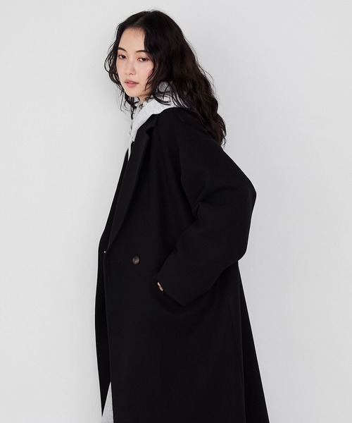 forksy.】ニットメルトンオーバーサイズロングチェスターコート forksy