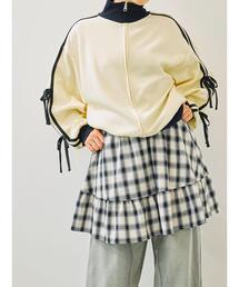 チェック柄フリルティアードミニスカート