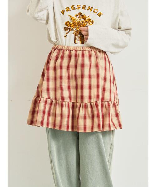 SM2(エスエムツー)の「チェック柄フリルティアードミニスカート(スカート・レディース・ブラウン/ボルドー/オフホワイト・F)」の3枚目の写真