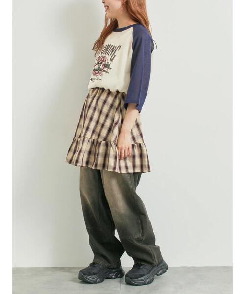 SM2(エスエムツー)の「チェック柄フリルティアードミニスカート(スカート・レディース・ブラウン/ボルドー/オフホワイト・F)」の8枚目の写真