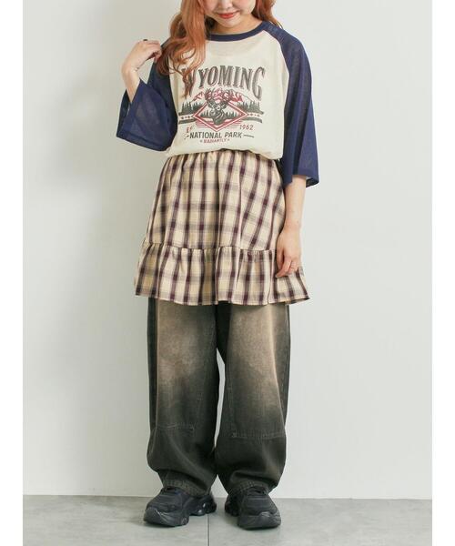 SM2(エスエムツー)の「チェック柄フリルティアードミニスカート(スカート・レディース・ブラウン/ボルドー/オフホワイト・F)」の9枚目の写真