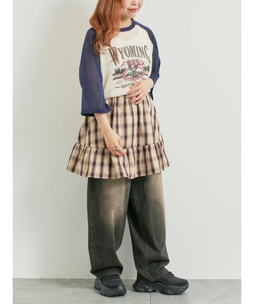 SM2(エスエムツー)の「チェック柄フリルティアードミニスカート(スカート・レディース・ブラウン/ボルドー/オフホワイト・F)」の10枚目の写真