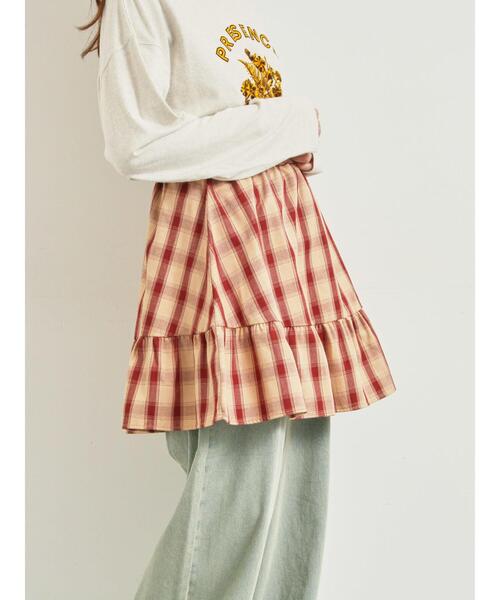 SM2(エスエムツー)の「チェック柄フリルティアードミニスカート(スカート・レディース・ブラウン/ボルドー/オフホワイト・F)」の11枚目の写真
