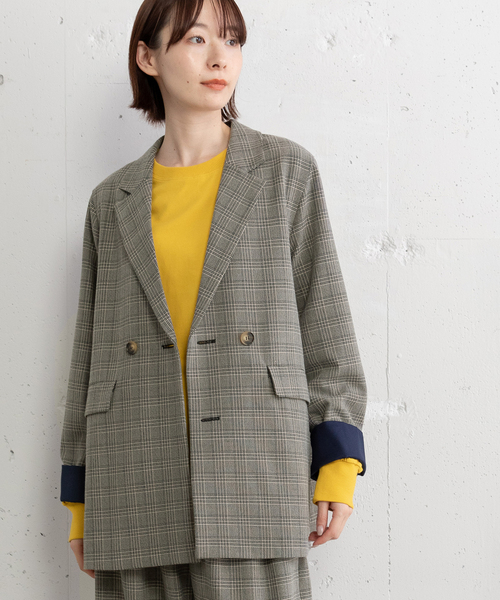 POU DOU DOU（プードゥドゥ）の「ダブルブレストテーラードジャケット（テーラードジャケット・レディース・ダークグレー/ネイビー/スミクロ・M）」の15枚目の写真