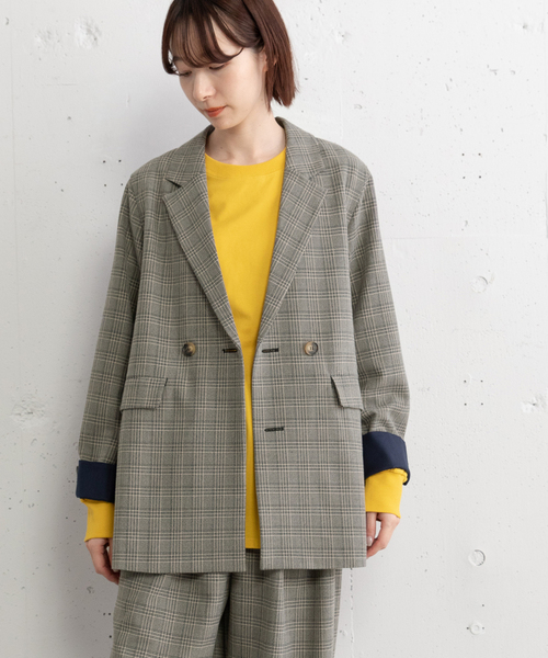 POU DOU DOU（プードゥドゥ）の「ダブルブレストテーラードジャケット（テーラードジャケット・レディース・ダークグレー/ネイビー/スミクロ・M）」の16枚目の写真