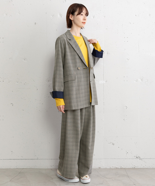 POU DOU DOU（プードゥドゥ）の「ダブルブレストテーラードジャケット（テーラードジャケット・レディース・ダークグレー/ネイビー/スミクロ・M）」の6枚目の写真