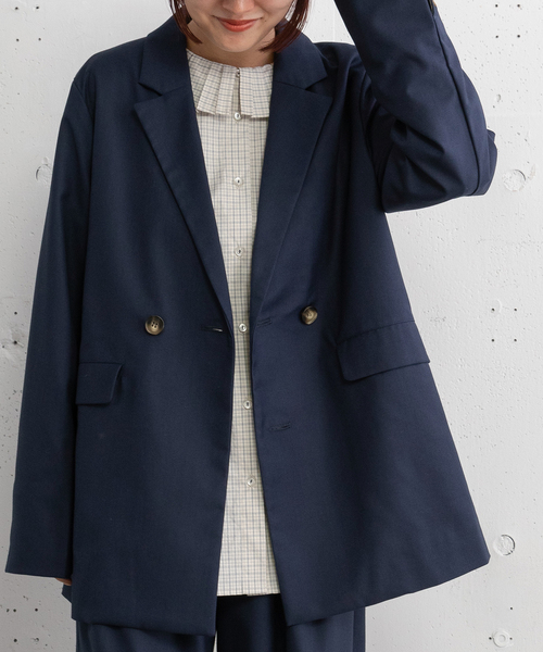 POU DOU DOU（プードゥドゥ）の「ダブルブレストテーラードジャケット（テーラードジャケット・レディース・ダークグレー/ネイビー/スミクロ・M）」の10枚目の写真