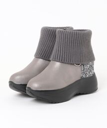 【MUUM】厚底インヒールニットブーツ