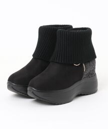 【MUUM】厚底インヒールニットブーツ