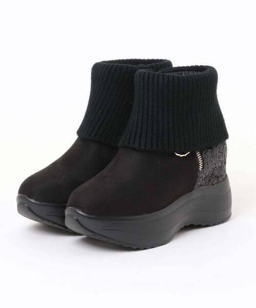 MUUM（ムーム）の「【MUUM】厚底インヒールニットブーツ（ブーツ・レディース・グレー/ブラック/アイボリー・M/L/LL/S）」の3枚目の写真