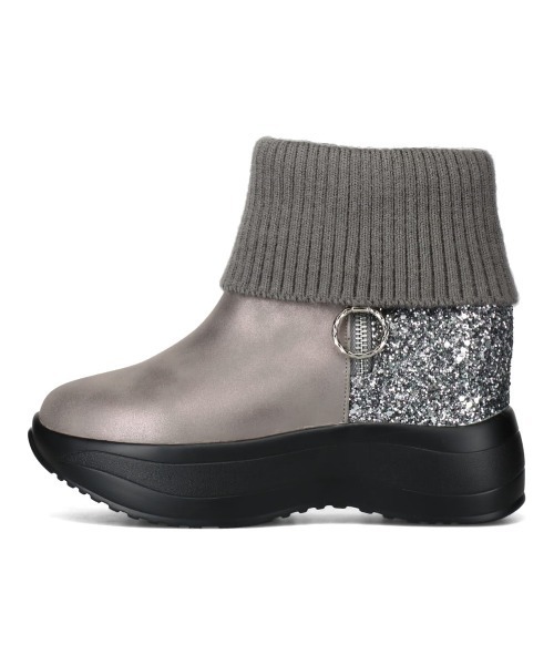 MUUM（ムーム）の「【MUUM】厚底インヒールニットブーツ（ブーツ・レディース・グレー/ブラック/アイボリー・M/L/LL/S）」の7枚目の写真