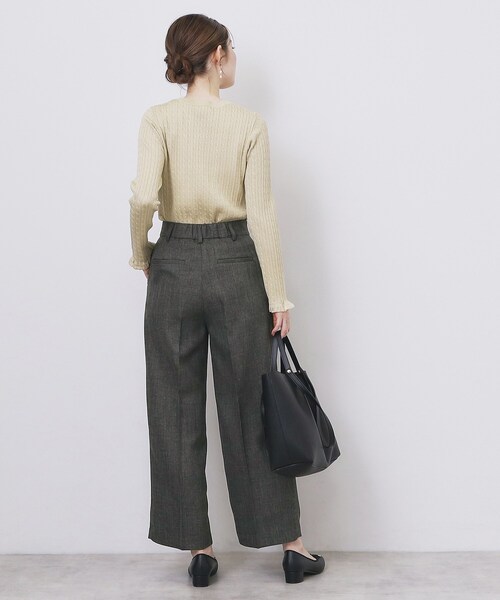 セール】ツィード調ワイドストレートパンツ【洗濯機OK/防シワ