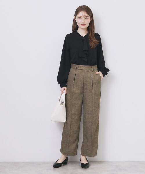 index（インデックス）の「ツィード調ワイドストレートパンツ【洗濯機OK/防シワ】（その他パンツ・レディース・チャコールグレー/ブラウン系その他/ベージュ・42/40/38/36/34）」の9枚目の写真