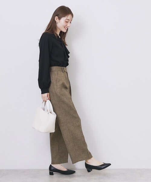 index（インデックス）の「ツィード調ワイドストレートパンツ【洗濯機OK/防シワ】（その他パンツ・レディース・チャコールグレー/ブラウン系その他/ベージュ・42/40/38/36/34）」の10枚目の写真