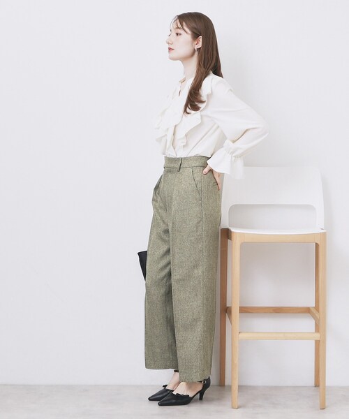 index（インデックス）の「ツィード調ワイドストレートパンツ【洗濯機OK/防シワ】（その他パンツ・レディース・チャコールグレー/ブラウン系その他/ベージュ・42/40/38/36/34）」の12枚目の写真