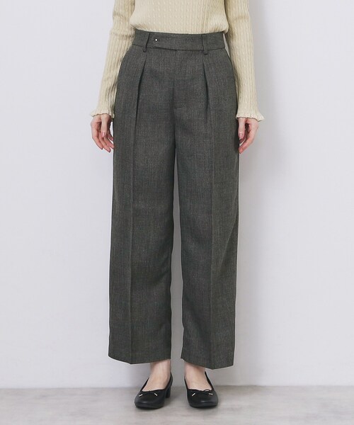 セール】ツィード調ワイドストレートパンツ【洗濯機OK/防シワ