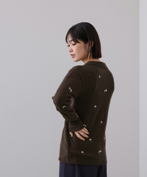 Bou Jeloud（ブージュルード）の「フラワー刺繍襟付きカーディガン（カーディガン/ボレロ・レディース・ネイビー/ブラウン・FREE）」の10枚目の写真