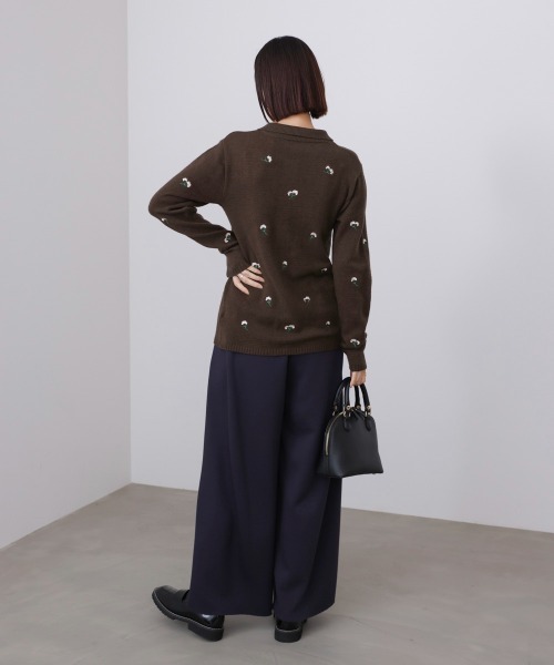 Bou Jeloud（ブージュルード）の「フラワー刺繍襟付きカーディガン（カーディガン/ボレロ・レディース・ネイビー/ブラウン・FREE）」の11枚目の写真