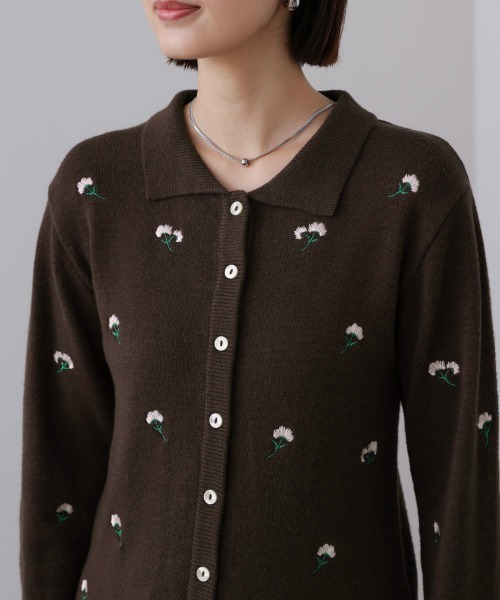 Bou Jeloud（ブージュルード）の「フラワー刺繍襟付きカーディガン（カーディガン/ボレロ・レディース・ネイビー/ブラウン・FREE）」の13枚目の写真