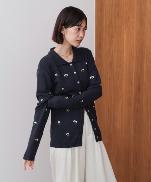 Bou Jeloud（ブージュルード）の「フラワー刺繍襟付きカーディガン（カーディガン/ボレロ・レディース・ネイビー/ブラウン・FREE）」の18枚目の写真