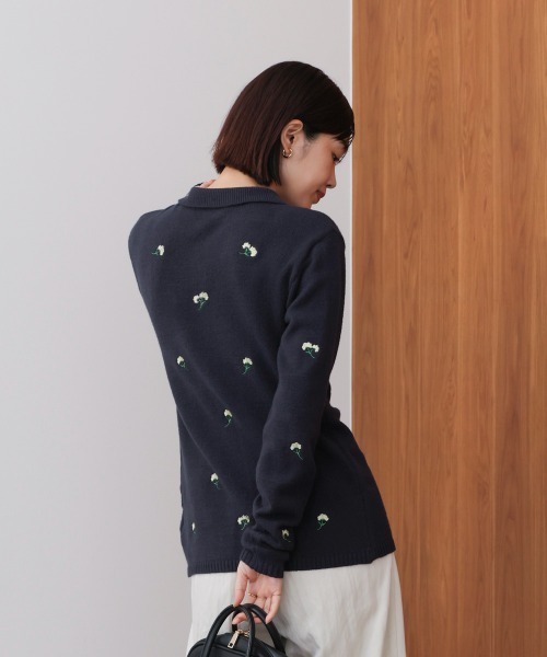 Bou Jeloud（ブージュルード）の「フラワー刺繍襟付きカーディガン（カーディガン/ボレロ・レディース・ネイビー/ブラウン・FREE）」の20枚目の写真