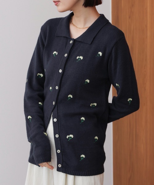 Bou Jeloud（ブージュルード）の「フラワー刺繍襟付きカーディガン（カーディガン/ボレロ・レディース・ネイビー/ブラウン・FREE）」の22枚目の写真