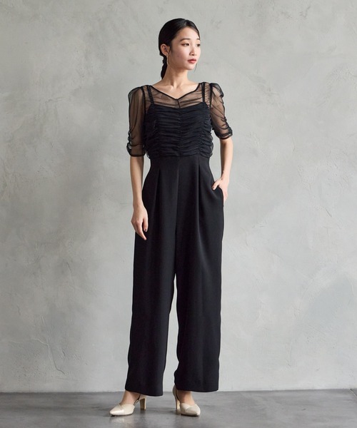 AIMER(エメ)の「ギャザーチュールオールインワンパンツパーティードレス 結婚式 お呼ばれ ドレス 20代 30代 40代(パンツドレス・レディース・グレー/ブラック/ブラウン・MEDIUM)」の12枚目の写真