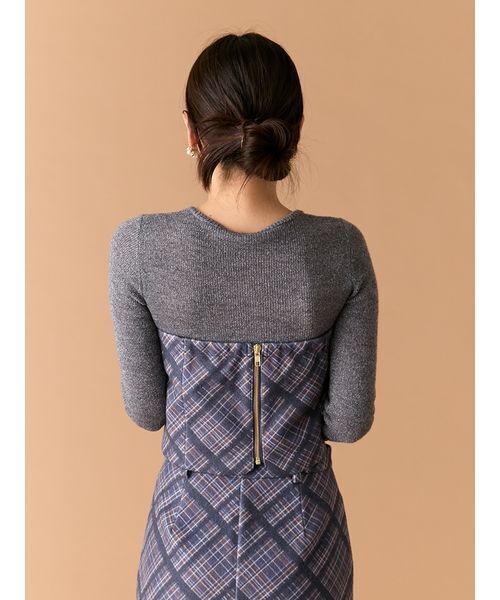 LILY BROWN（リリーブラウン）の「ウーリーチェックプリントビスチェ（その他トップス・レディース・グレイッシュベージュ/ネイビー/イエロー・1/0）」の9枚目の写真