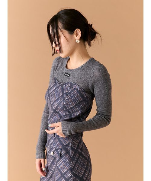 LILY BROWN（リリーブラウン）の「ウーリーチェックプリントビスチェ（その他トップス・レディース・グレイッシュベージュ/ネイビー/イエロー・1/0）」の10枚目の写真